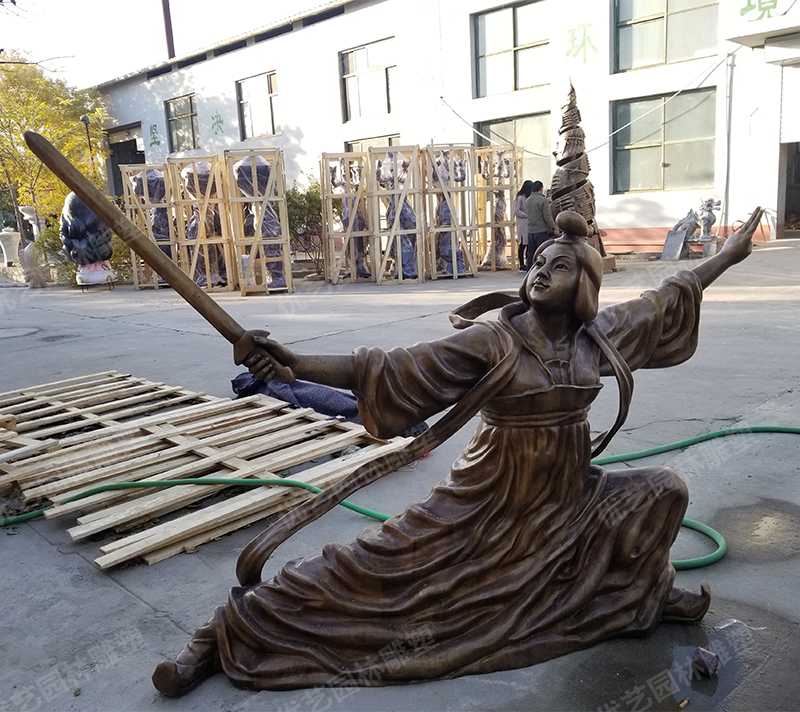 銅人物雕塑，公孫大娘銅雕塑