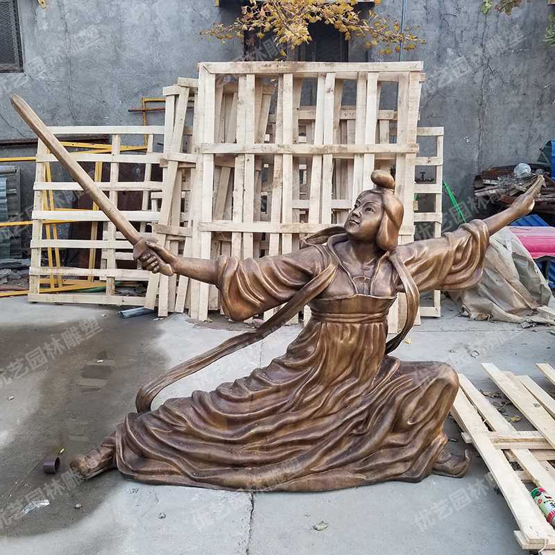 銅舞劍人物雕塑，古代銅人物雕塑